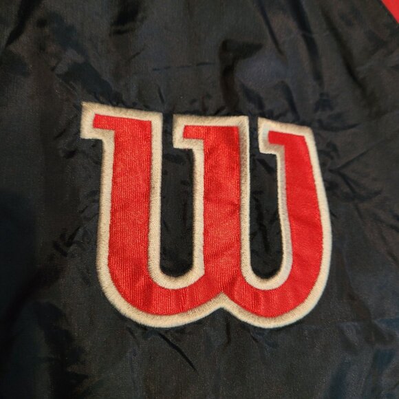 Vtg Wilson Windbreaker Track Jacket XL Pockets Embroidered Spell Out Y2K - Picture 3 of 14